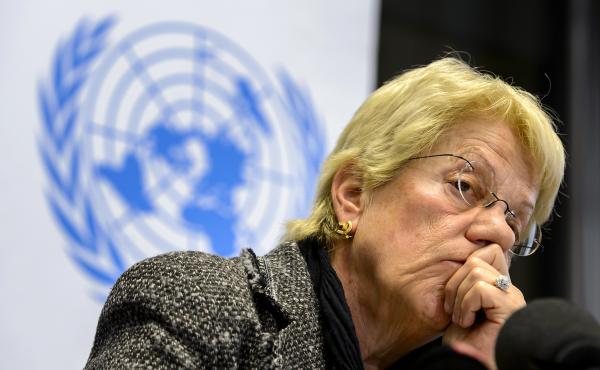 Carla Del Ponte, a former United Nations prosecutor and member of a U.N.-mandated commission of inquiry on the Syria conflict, at a 2013 press conference in Geneva. Carla Del Ponte, a former United Nations prosecutor and member of a U.N.-mandated commission of inquiry on the Syria conflict, at a 2013 press conference in Geneva.