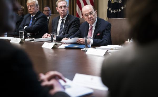 Commerce Secretary Wilbur Ross (right), who approved adding a citizenship question to the 2020 census, listens during a cabinet meeting with President Trump in the White House on July 18, in Washington, D.C. Commerce Secretary Wilbur Ross (right), who approved adding a citizenship question to the 2020 census, listens during a cabinet meeting with President Trump in the White House on July 18, in Washington, D.C.