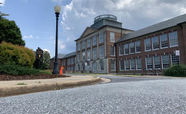The road to R.J. Reynolds High School RJ Reynolds High School