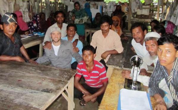 Poet Cameron Conaway (left, in gray cap) visits malaria-hit areas in the Chittagong Tract Hills, Bangladesh, in June 2012. Poet Cameron Conaway (left, in gray cap) visits malaria-hit areas in the Chittagong Tract Hills, Bangladesh, in June 2012.