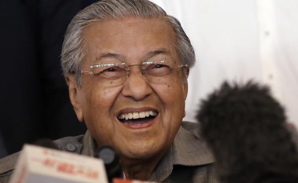 Mahathir Mohamad reacts as he speaks during a news conference in Kuala Lumpur, Malaysia, on Thursday, after his surprise victory. Mahathir Mohamad reacts as he speaks during a news conference in Kuala Lumpur, Malaysia, on Thursday, after his surprise victory.