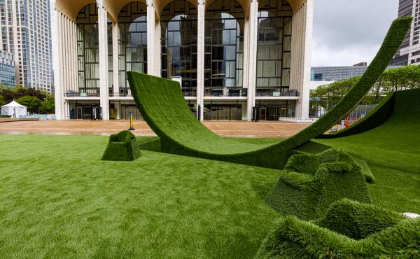 The Lincoln Center campus, presently adorned in a green carpet of synthetic grass, hosts a Juneteenth experience June 19. The Lincoln Center campus, presently adorned in a green carpet of synthetic grass, hosts a Juneteenth experience June 19.
