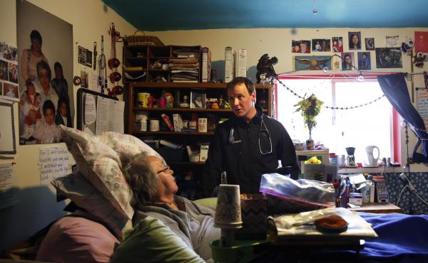 McMahan pays a house call on a Tlingit elder named Evelyn Hotch, who is bedridden after a stroke. McMahan pays a house call on a Tlingit elder named Evelyn Hotch, who is bedridden after a stroke.
