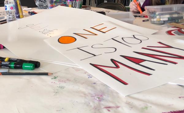 Protest signs for a "March for Our Lives" rally sit on a table in Murray, Ky., just south of Marshall County. The community here is recovering from a school shooting — and trying to start a conversation about gun violence and gun regulation, in a region Protest signs for a "March for Our Lives" rally sit on a table in Murray, Ky., just south of Marshall County. The community here is recovering from a school shooting — and trying to start a conversation about gun violence and gun regulation, in a region