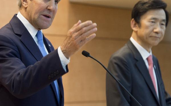 South Korean Foreign Minister Yun Byung-se and U.S. Secretary of State John Kerry hold a joint news conference following meetings at the Ministry of Foreign Affairs in Seoul. South Korean Foreign Minister Yun Byung-se and U.S. Secretary of State John Kerry hold a joint news conference following meetings at the Ministry of Foreign Affairs in Seoul.
