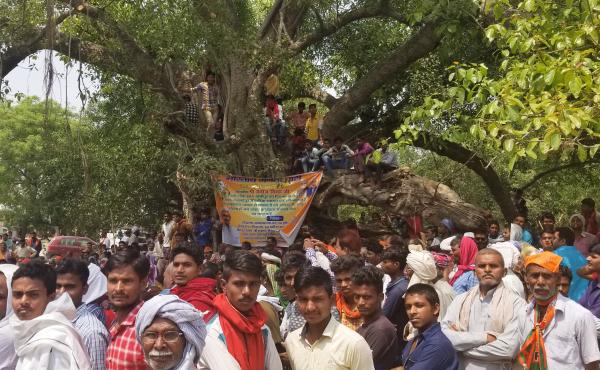 Villagers attend a campaign rally for India's ruling Bharatiya Janata Party in Ghazipur, in the northern state of Uttar Pradesh. Villagers attend a campaign rally for India's ruling Bharatiya Janata Party in Ghazipur, in the northern state of Uttar Pradesh.