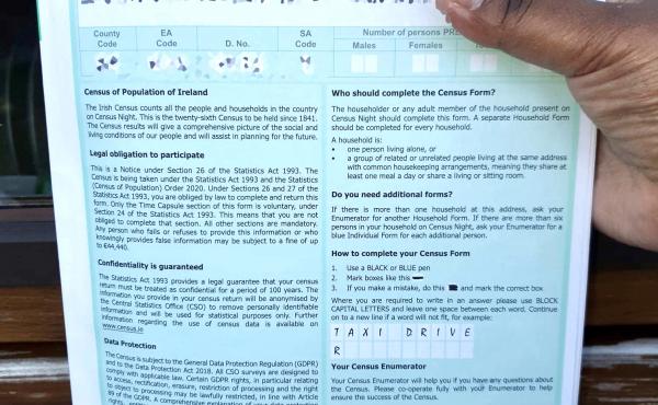 A person fills out an Irish census form on Sunday. A new time capsule feature allows people to add personal messages that stay under wraps for 100 years. A person fills out an Irish census form on Sunday. A new time capsule feature allows people to add personal messages that stay under wraps for 100 years.