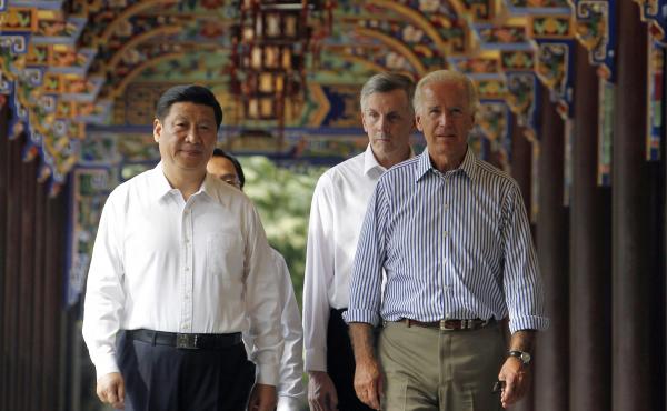 In this 2011 photo, then-U.S. Vice President Joe Biden walks with then-Chinese Vice President Xi Jinping in southwestern China. Both are now presidents of their countries at a time when U.S.-China relations have been growing increasingly tense. In this 2011 photo, then-U.S. Vice President Joe Biden walks with then-Chinese Vice President Xi Jinping in southwestern China. Both are now presidents of their countries at a time when U.S.-China relations have been growing increasingly tense.