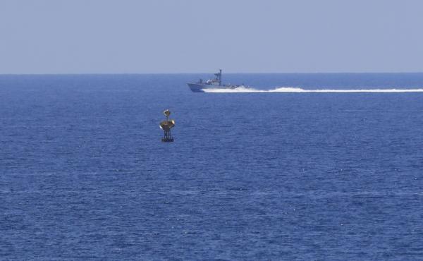 FILE - An Israeli Navy vessel patrols in the Mediterranean Sea, while Lebanon and Israel are being called to resume indirect talks over their disputed maritime border with U.S. mediation, off the southern town of Naqoura, Monday, June 6, 2022. FILE - An Israeli Navy vessel patrols in the Mediterranean Sea, while Lebanon and Israel are being called to resume indirect talks over their disputed maritime border with U.S. mediation, off the southern town of Naqoura, Monday, June 6, 2022.