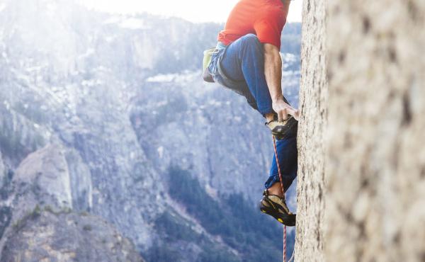 Tommy Caldwell uses "tiny razorblade edges" in the rock wall to support his body weight on El Capitan's Dawn Wall. Tommy Caldwell uses "tiny razorblade edges" in the rock wall to support his body weight on El Capitan's Dawn Wall.