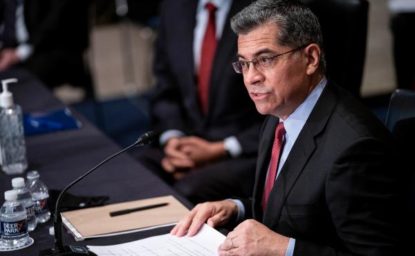 Xavier Becerra, President Biden's nominee for secretary of the Department of Health and Human Services, contended with critics of abortion rights on the first day of his confirmation hearings Tuesday. Xavier Becerra, President Biden's nominee for secretary of the Department of Health and Human Services, contended with critics of abortion rights on the first day of his confirmation hearings Tuesday.