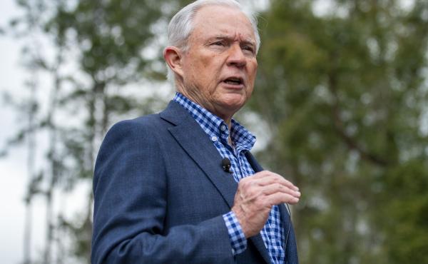 Jeff Sessions talks with the media after voting in Alabama's primary election, on March 3 in Mobile, Ala. Jeff Sessions talks with the media after voting in Alabama's primary election, on March 3 in Mobile, Ala.
