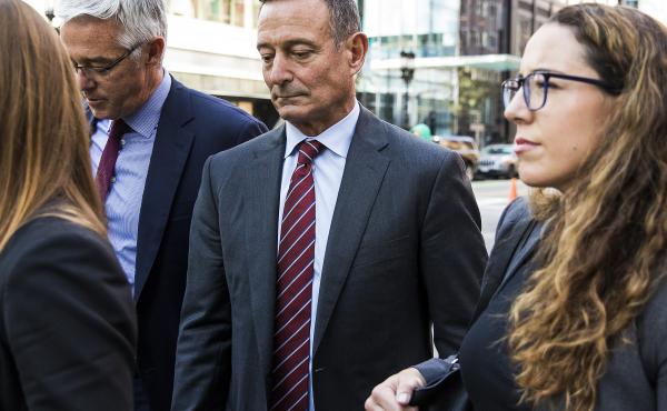 Douglas Hodge, shown last October outside the federal courthouse in Boston, has been sentenced to nine months in prison. Douglas Hodge, shown last October outside the federal courthouse in Boston, has been sentenced to nine months in prison.