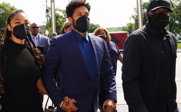 Actor Jussie Smollett, center, arriving at Leighton Criminal Court in Chicago in July. at the Building on July 14, 2021, in Chicago. Actor Jussie Smollett, center, arriving at Leighton Criminal Court in Chicago in July. at the Building on July 14, 2021, in Chicago.