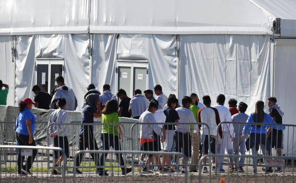 Children line up to enter a tent at the Homestead Temporary Shelter for Unaccompanied Children in Homestead, Fla., in Feb. 2019 The American Civil Liberties Union and other attorneys filed a lawsuit on behalf of thousands of immigrant families who were se Children line up to enter a tent at the Homestead Temporary Shelter for Unaccompanied Children in Homestead, Fla., in Feb. 2019 The American Civil Liberties Union and other attorneys filed a lawsuit on behalf of thousands of immigrant families who were se