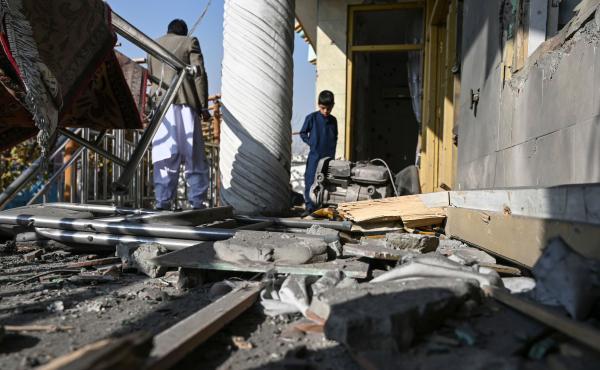 Residents inspect a damaged house after several rockets landed Saturday in Afghanistan's capital, Kabul. The Islamic State claimed responsibility for the attack, which comes the same day as U.S. Secretary of State Mike Pompeo's meeting with Taliban leader Residents inspect a damaged house after several rockets landed Saturday in Afghanistan's capital, Kabul. The Islamic State claimed responsibility for the attack, which comes the same day as U.S. Secretary of State Mike Pompeo's meeting with Taliban leader