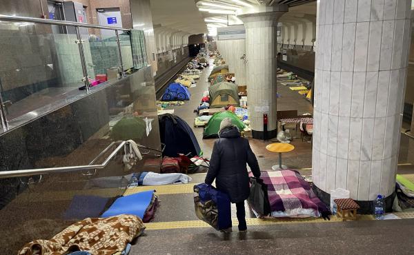 A woman walks through the Oleksiivska station in Kharkiv, Ukraine. Thousands of residents have been sheltering in the city's subway stations, but the mayor says it's safe to emerge now that Russian forces are retreating. A woman walks through the Oleksiivska station in Kharkiv, Ukraine. Thousands of residents have been sheltering in the city's subway stations, but the mayor says it's safe to emerge now that Russian forces are retreating.