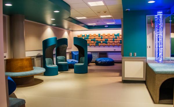 A large new "sensory space" at Pittsburgh International Airport is divided into separate rooms; families can tailor sound and light levels to each traveler, whatever their age. A large new "sensory space" at Pittsburgh International Airport is divided into separate rooms; families can tailor sound and light levels to each traveler, whatever their age.