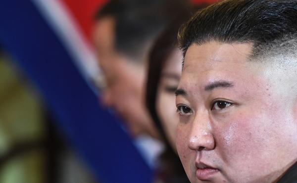 North Korea's leader Kim Jong Un listens during a meeting in February with President Trump at the second U.S.-North Korea summit in Hanoi. North Korea's leader Kim Jong Un listens during a meeting in February with President Trump at the second U.S.-North Korea summit in Hanoi.