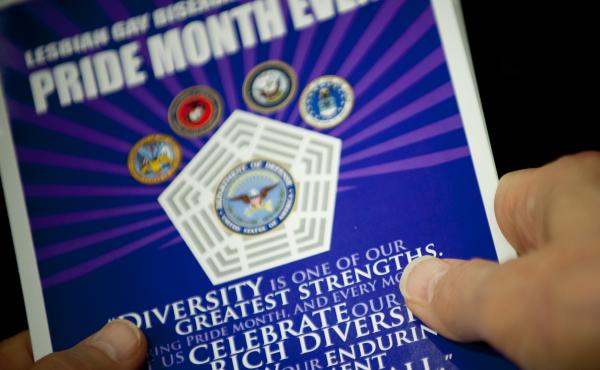 A pamphlet from a Pride Month event at the Pentagon in 2015. Monday marked the 10th anniversary of the repeal of the "don't ask, don't tell" policy in the U.S. military. A pamphlet from a Pride Month event at the Pentagon in 2015. Monday marked the 10th anniversary of the repeal of the "don't ask, don't tell" policy in the U.S. military.