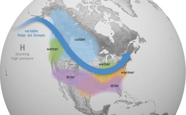 This Climate.gov graphic shows how La Niña generally affects weather conditions in the United States. Forecasters say there's a nearly 90% chance that La Niña conditions will be in place from December 2021 to February 2022. This Climate.gov graphic shows how La Niña generally affects weather conditions in the United States. Forecasters say there's a nearly 90% chance that La Niña conditions will be in place from December 2021 to February 2022.