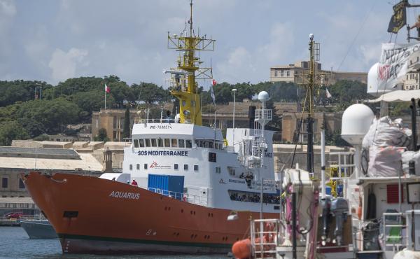 The Aquarius rescue ship last month as it entered the harbor of Senglea, Malta. The Aquarius rescue ship last month as it entered the harbor of Senglea, Malta.