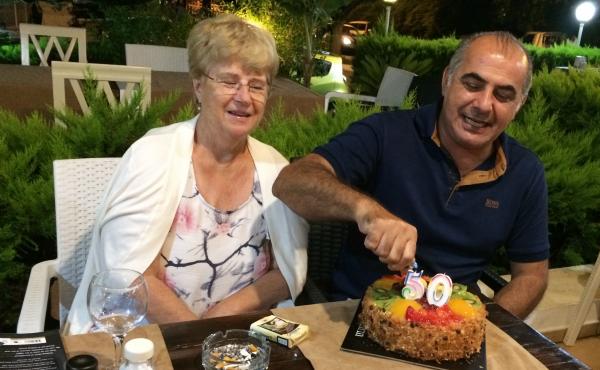 Pamela and Afshin Raghebi celebrate a birthday together. Afshin, who was born in Iran, has been stuck overseas, away from his U.S. citizen wife, for more than two years after he flew abroad for an interview at a U.S. Consulate as part of his green card ap Pamela and Afshin Raghebi celebrate a birthday together. Afshin, who was born in Iran, has been stuck overseas, away from his U.S. citizen wife, for more than two years after he flew abroad for an interview at a U.S. Consulate as part of his green card ap