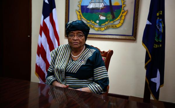 Liberian president Ellen Johnson-Sirleaf sits for a portrait before an NPR interview at the Ministry of Foreign Affairs in Monrovia. Liberian president Ellen Johnson-Sirleaf sits for a portrait before an NPR interview at the Ministry of Foreign Affairs in Monrovia.