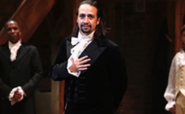 Lin-Manuel Miranda appears in Hamilton's opening night at the Richard Rodgers Theatre in New York City, in August 2015. Lin-Manuel Miranda appears in Hamilton's opening night at the Richard Rodgers Theatre in New York City, in August 2015.