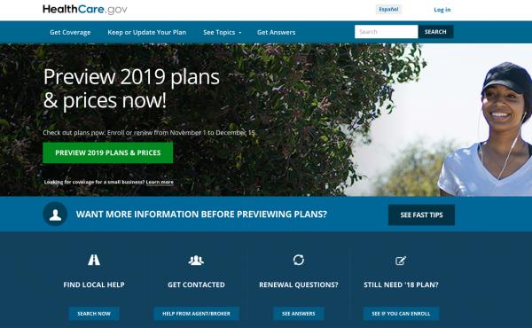 Open enrollment for 2019 health plans begins Nov. 1 on HealthCare.gov and on most state insurance exchanges. Open enrollment for 2019 health plans begins Nov. 1 on HealthCare.gov and on most state insurance exchanges.