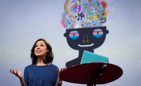 Manoush Zomorodi on the TED stage. Manoush Zomorodi on the TED stage.