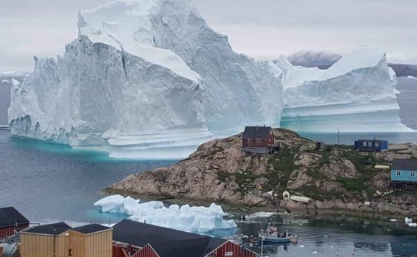 Scientists say, the iceberg is unstable, and could be a threat to the village nearby. Scientists say, the iceberg is unstable, and could be a threat to the village nearby.