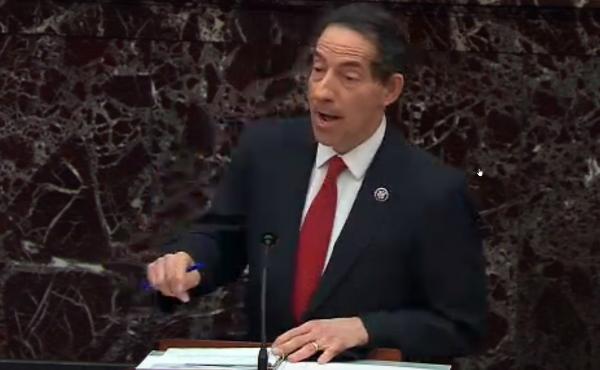 Lead House impeachment manager Jamie Raskin, D-Md., speaks on the first day of former President Donald Trump's second impeachment trial at the U.S. Capitol on Tuesday. Lead House impeachment manager Jamie Raskin, D-Md., speaks on the first day of former President Donald Trump's second impeachment trial at the U.S. Capitol on Tuesday.
