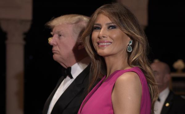 President Trump and first lady Melania Trump arrive for the 60th annual Red Cross Gala at Trump's Mar-a-Lago resort in Palm Beach, Fla., on Saturday. President Trump and first lady Melania Trump arrive for the 60th annual Red Cross Gala at Trump's Mar-a-Lago resort in Palm Beach, Fla., on Saturday.