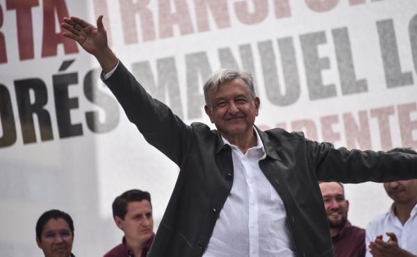Mexican President-elect Andrés Manuel López Obrador waves to supporters during his national tour to thank those who voted for him in the July 1 elections, at the Plaza de las Tres Culturas in Mexico City, in late September. Mexican President-elect Andrés Manuel López Obrador waves to supporters during his national tour to thank those who voted for him in the July 1 elections, at the Plaza de las Tres Culturas in Mexico City, in late September.