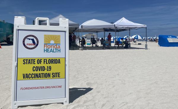Miami Beach had a vaccination event on the sand for people to walk up and get a Johnson & Johnson shot on May 2. Miami Beach had a vaccination event on the sand for people to walk up and get a Johnson & Johnson shot on May 2.