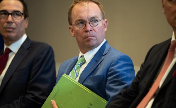 White House Chief of Staff Mick Mulvaney, pictured in September 2019. White House Chief of Staff Mick Mulvaney, pictured in September 2019.