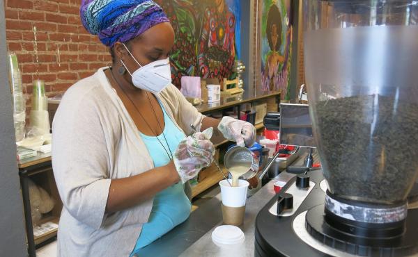 Nika Cotton recently opened Soulcentricitea in Kansas City, Mo. When public schools shut down in the spring, Cotton had no one to watch her young children who are 8 and 10. So she quit her job in social work — and lost her health insurance — in order Nika Cotton recently opened Soulcentricitea in Kansas City, Mo. When public schools shut down in the spring, Cotton had no one to watch her young children who are 8 and 10. So she quit her job in social work — and lost her health insurance — in order
