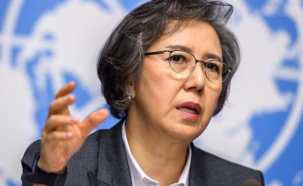 U.N. Special Rapporteur to Myanmar Yanghee Lee speaks at a press conference after reporting to the Human Rights Council in Geneva on Monday. U.N. Special Rapporteur to Myanmar Yanghee Lee speaks at a press conference after reporting to the Human Rights Council in Geneva on Monday.