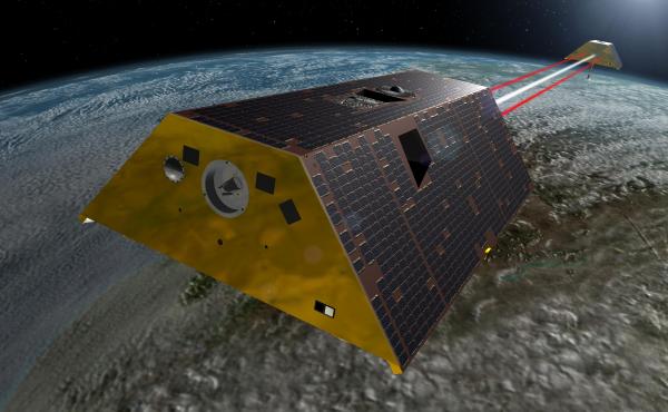 The Gravity Recovery and Climate Experiment Follow-On (GRACE-FO) mission, shown in an artist's rendering, will measure tiny fluctuations in Earth's gravitational field to show how water moves around the planet. The Gravity Recovery and Climate Experiment Follow-On (GRACE-FO) mission, shown in an artist's rendering, will measure tiny fluctuations in Earth's gravitational field to show how water moves around the planet.