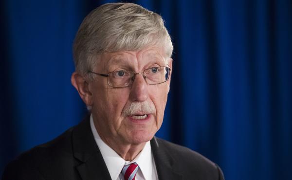National Institutes of Health Director Dr. Francis Collins speak during a news conference in 2017. National Institutes of Health Director Dr. Francis Collins speak during a news conference in 2017.
