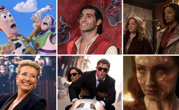 (Clockwise from top left) Toy Story 4, Aladdin, The Kitchen, Dark Phoenix, Men In Black: International, Late Night. (Clockwise from top left) Toy Story 4, Aladdin, The Kitchen, Dark Phoenix, Men In Black: International, Late Night.