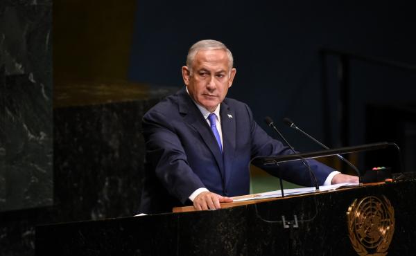 Israeli Prime Minister Benjamin Netanyahu applauds U.S. President Donald Trump during a speech at the United Nations during the United Nations General Assembly on Sept. 27. Israeli Prime Minister Benjamin Netanyahu applauds U.S. President Donald Trump during a speech at the United Nations during the United Nations General Assembly on Sept. 27.