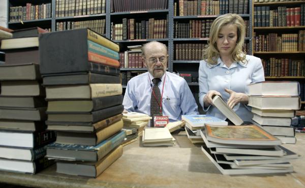 Fred Bass, who passed away in 2018, and his daughter Nancy Bass Wyden sort used books at the Strand Bookstore on Feb. 21, 2007. Fred Bass, who passed away in 2018, and his daughter Nancy Bass Wyden sort used books at the Strand Bookstore on Feb. 21, 2007.