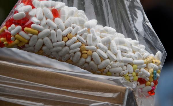 A bag of assorted pills and prescription drugs is dropped off for disposal during the Drug Enforcement Administration's National Prescription Drug Take Back Day on April 24, 2021 in Los Angeles. A bag of assorted pills and prescription drugs is dropped off for disposal during the Drug Enforcement Administration's National Prescription Drug Take Back Day on April 24, 2021 in Los Angeles.
