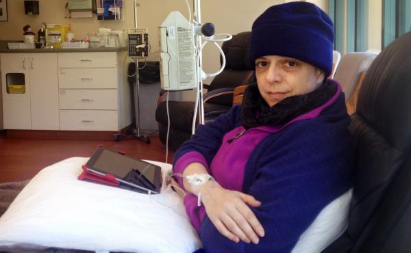 Jennifer Glass found out she had lung cancer four months after she got married. Here, her first round of chemo in February 2013. Jennifer Glass found out she had lung cancer four months after she got married. Here, her first round of chemo in February 2013.