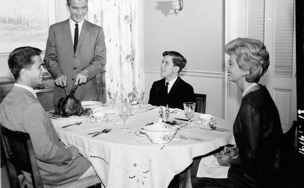 A scene from the TV show Leave It To Beaver. The 1950s emphasized the importance of a happy nuclear family — and in popular media, the dining table often became a place to showcase these idealized dynamics. A scene from the TV show Leave It To Beaver. The 1950s emphasized the importance of a happy nuclear family — and in popular media, the dining table often became a place to showcase these idealized dynamics.