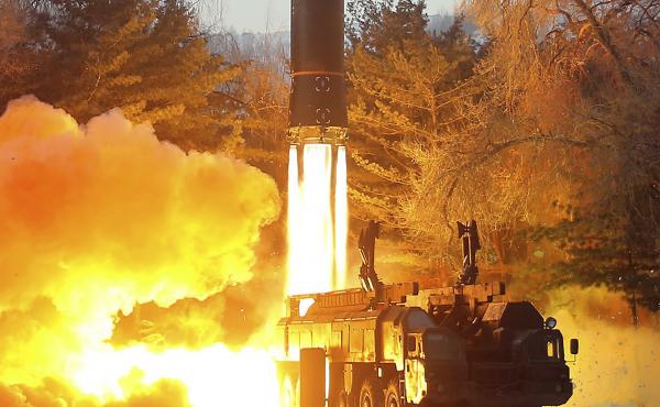 This photo provided by the North Korean government shows what it says was a test launch of a hypersonic missile in North Korea Wednesday, Jan. 5, 2022. This photo provided by the North Korean government shows what it says was a test launch of a hypersonic missile in North Korea Wednesday, Jan. 5, 2022.