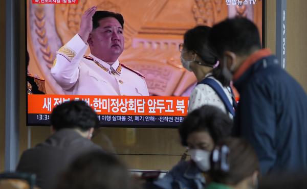 A TV screen shows a news report on North Korea's missile launch with file footage of North Korean leader Kim Jong Un, at a train station in Seoul on May 4. North Korea launched a ballistic missile toward its eastern waters, South Korean and Japanese offic A TV screen shows a news report on North Korea's missile launch with file footage of North Korean leader Kim Jong Un, at a train station in Seoul on May 4. North Korea launched a ballistic missile toward its eastern waters, South Korean and Japanese offic