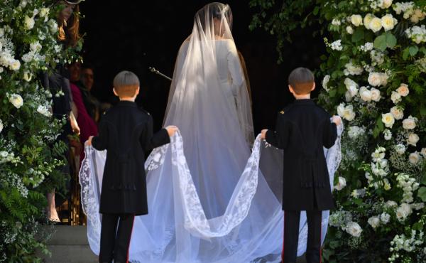 Flowers representing the 53 countries in the Commonwealth adorn the veil worn by Meghan Markle. Flowers representing the 53 countries in the Commonwealth adorn the veil worn by Meghan Markle.